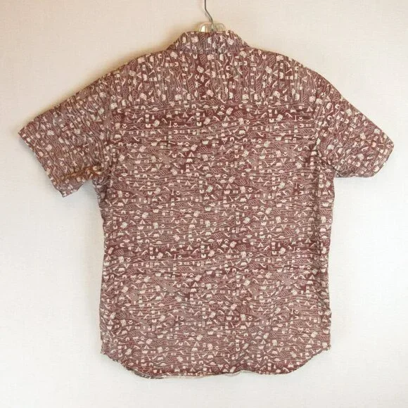 Columbia Camp Shirt Size M Burgandy Red Short Sleeve Bushcraft Motif - Picture 7 of 12